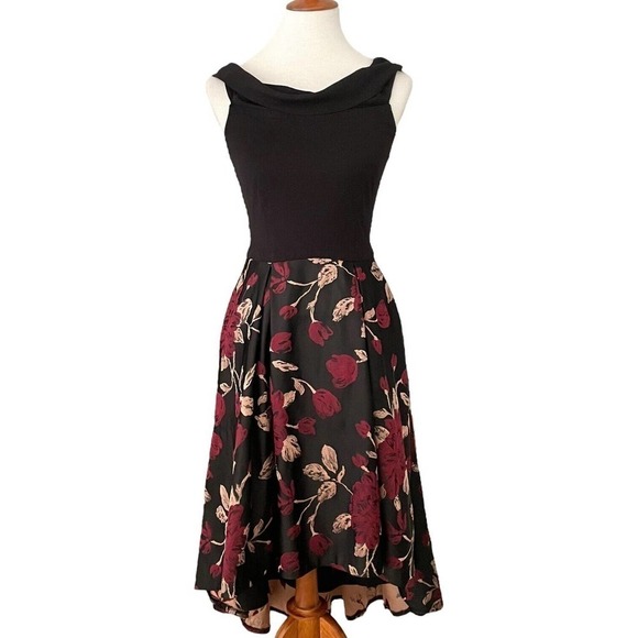 Hutch Dresses & Skirts - Hutch Black Off the Shoulder Floral Jacquard High Low Ball Gown Dress Size 2